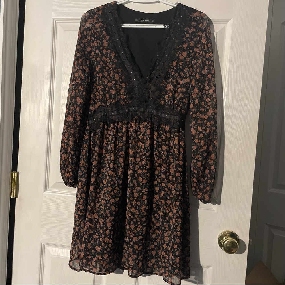 Zara Long-sleeved Floral Dress